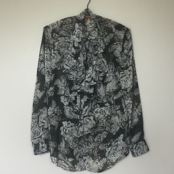 CAbi #555 Irresistible Ruffle Button Down Blouse M - Picture 2 of 7